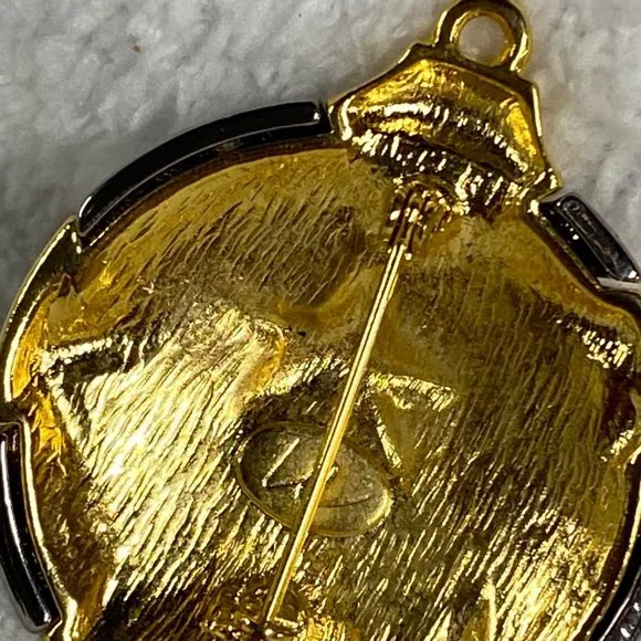 Liz Claiborne Ornament Christmas Pin Brooch Vintage Gold Silver Color - Picture 7 of 9